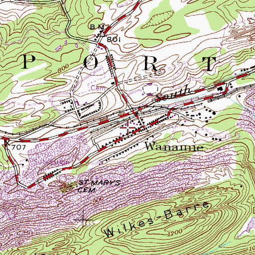 Topographic Map of Wanamie Number 19 Colliery, PA