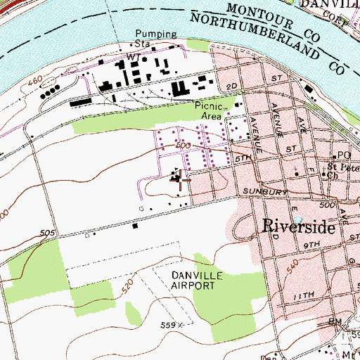 Topographic Map of Riverside Elementary School, PA