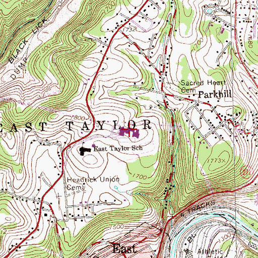 Topographic Map of Conemaugh Valley Junior Senior High School, PA