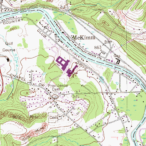 Topographic Map of Riverside Middle School, PA