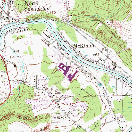 Topographic Map of Riverside High School, PA