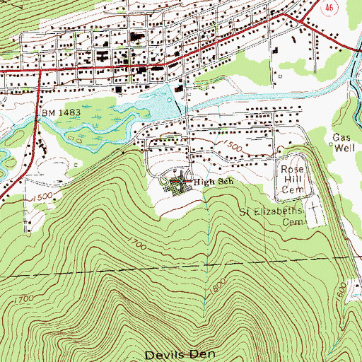 Topographic Map of Smethport Area Junior Senior High School, PA