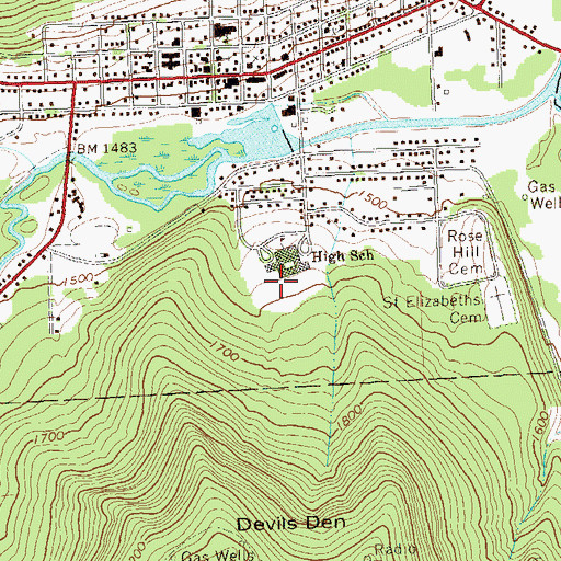 Topographic Map of Smethport Elementary School, PA