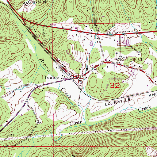 Topographic Map of Ivalee, AL