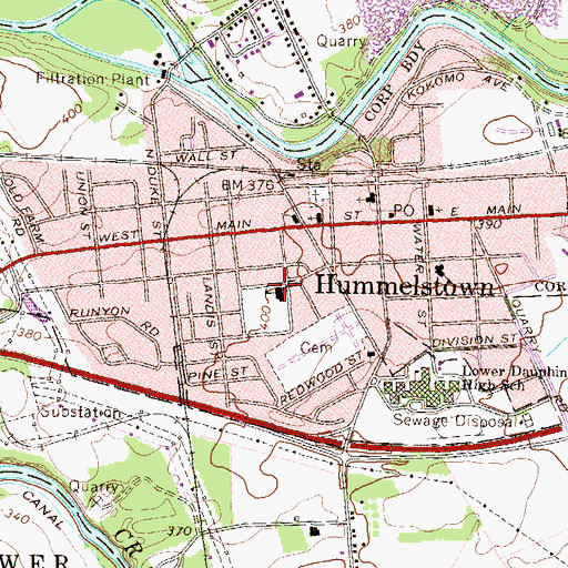 Topographic Map of Annie B Nye Elementary School, PA