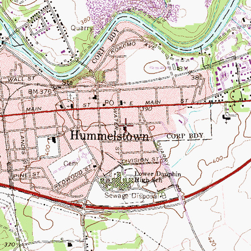 Topographic Map of Elizabeth Z Price Elementary School, PA