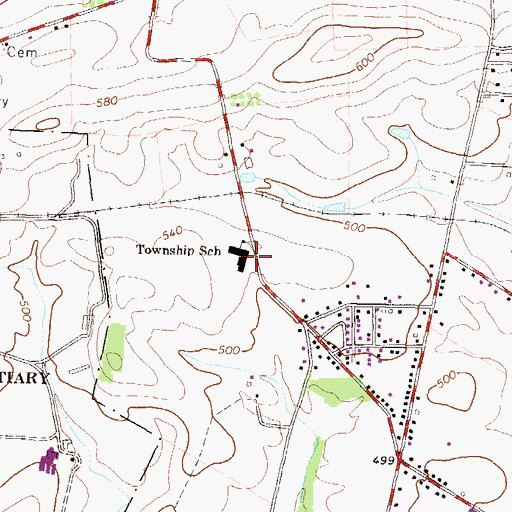 Topographic Map of Kelly Elementary School, PA