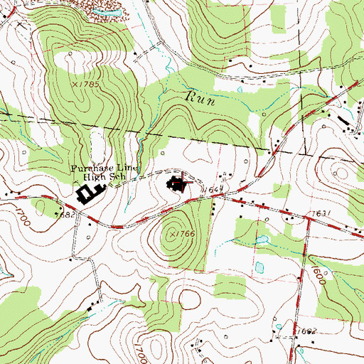 Topographic Map of Purchace Line South Elementary School, PA
