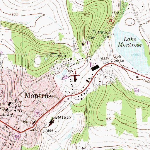 Topographic Map of Lathrop Street Elementary School, PA