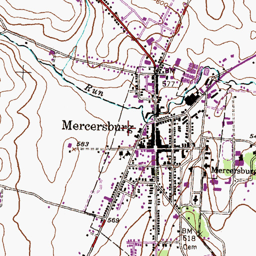 Topographic Map of Mercersburg Elementary School, PA