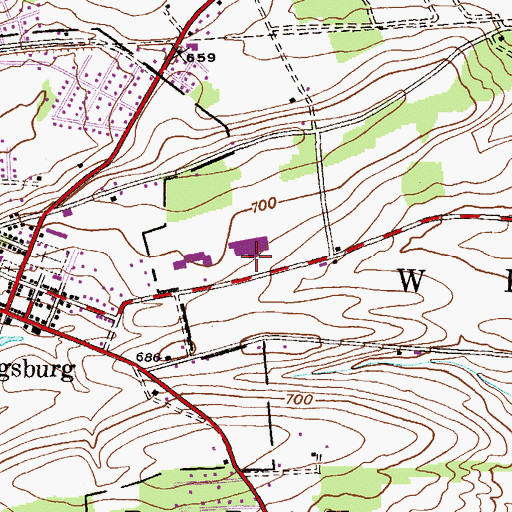 Topographic Map of Blue Mountain Middle School, PA
