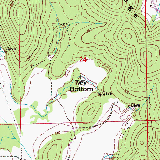 Topographic Map of Ivey Bottom, AL