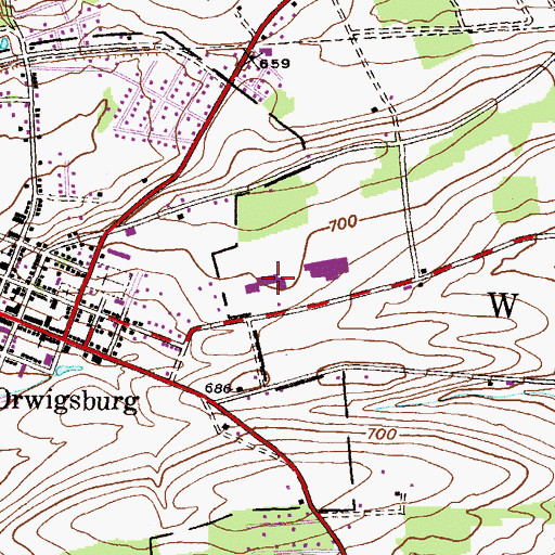 Topographic Map of Blue Mountain East Elementary School, PA