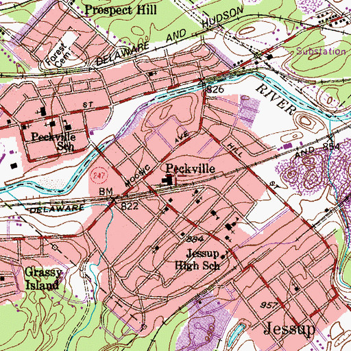 Topographic Map of Peckville Station, PA