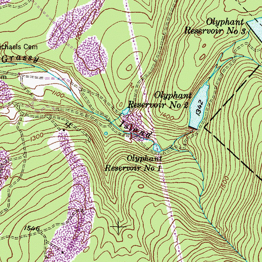 Topographic Map of S V White Colliery, PA