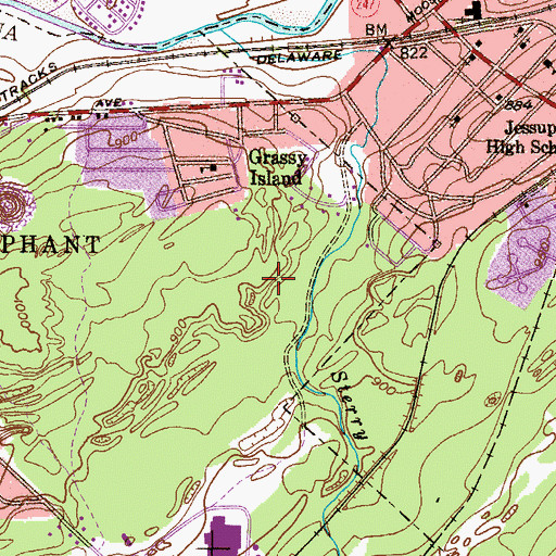Topographic Map of Grassy Island Shaft, PA