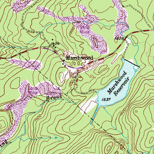 Topographic Map of Marshwood Colliery, PA