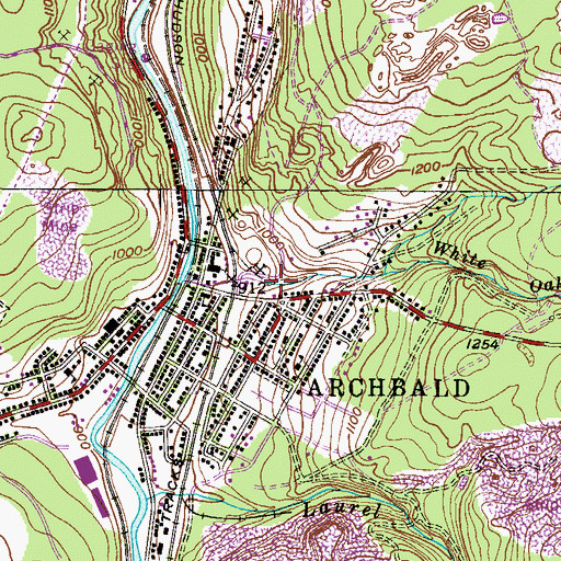 Topographic Map of White Oak Slope Mine, PA