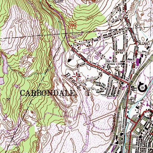 Topographic Map of Fall Brook Mines, PA