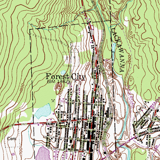 Topographic Map of Clifford Shaft, PA