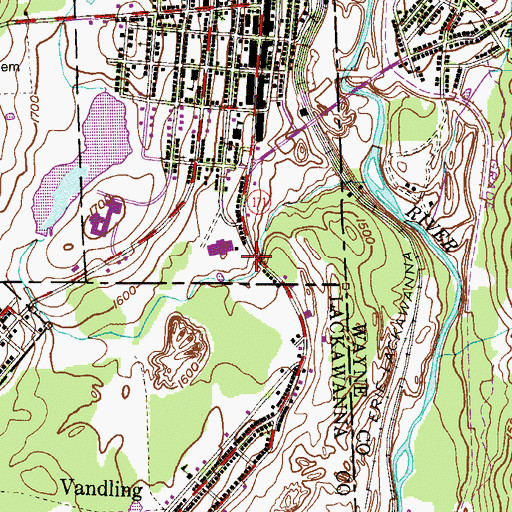Topographic Map of Old Forest City Shaft, PA