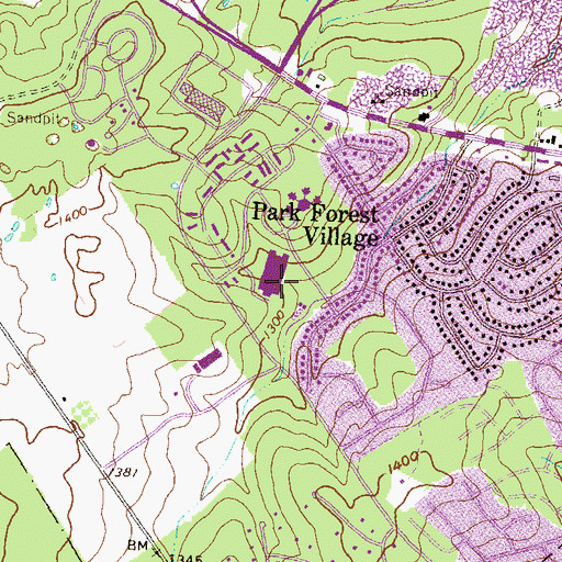 Topographic Map of State College Area Junior High School, PA