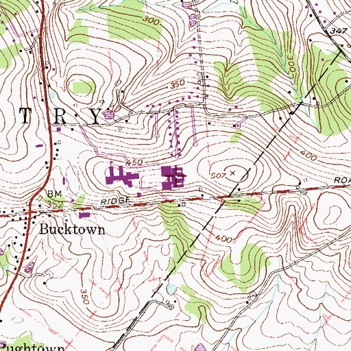 Topographic Map of Owen J Roberts Middle School, PA