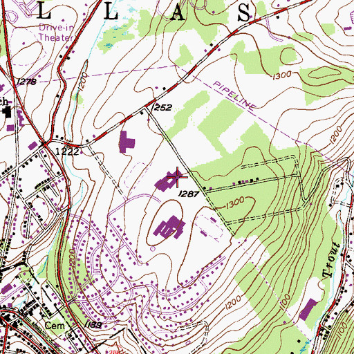Topographic Map of Dallas Middle School, PA