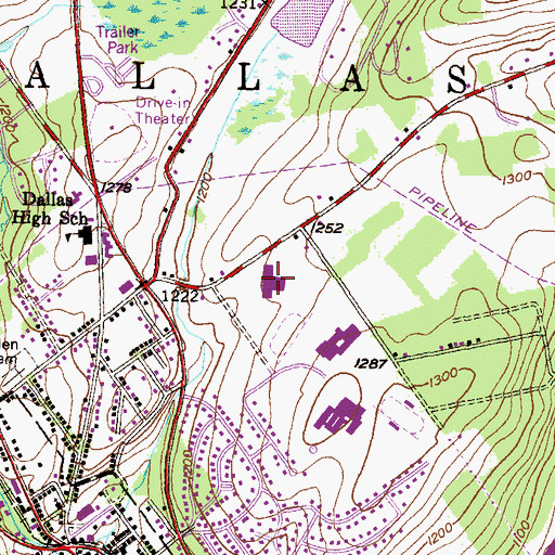 Topographic Map of Dallas Elementary School, PA