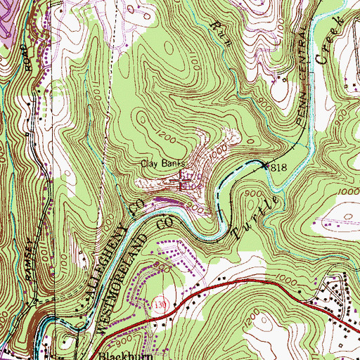 Topographic Map of Clay Banks, PA