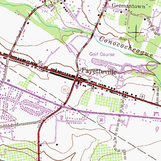 Topographic Map of Fayetteville Elementary School, PA