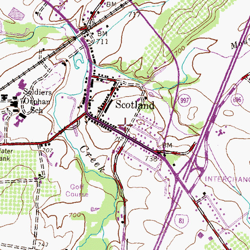 Topographic Map of Scotland Elementary School, PA