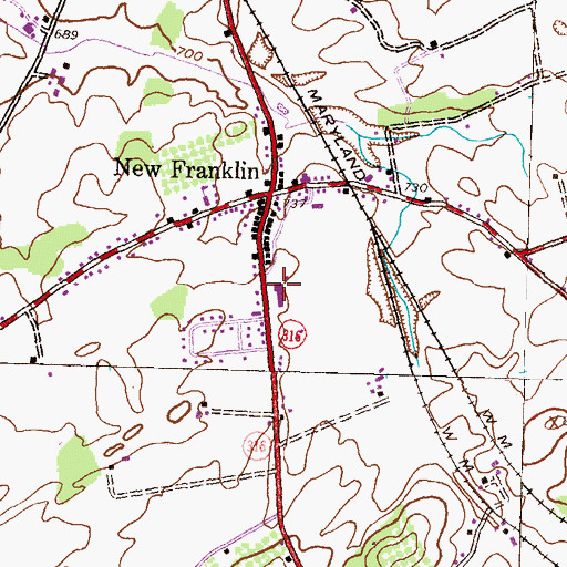 Topographic Map of New Franklin Elementary School, PA