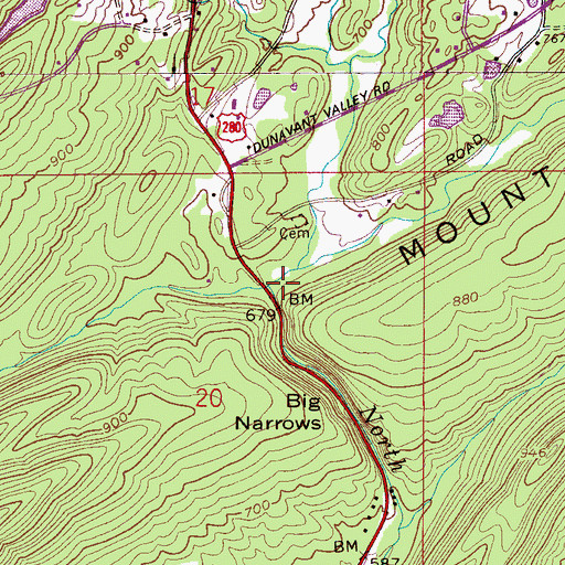 Topographic Map of Ivy Branch, AL