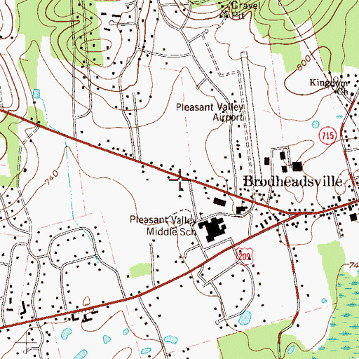 Topographic Map of Pleasant Valley Middle School, PA