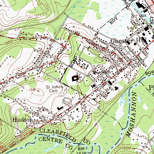 Topographic Map of North Lincoln Hill Elementary School, PA