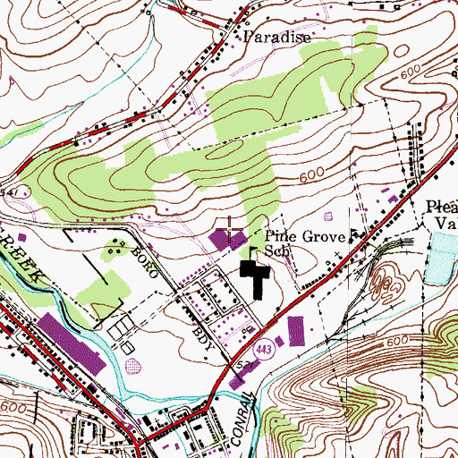 Topographic Map of Pine Grove Area Middle School, PA