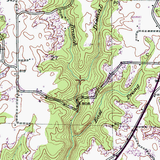 Topographic Map of Ivy Branch, AL