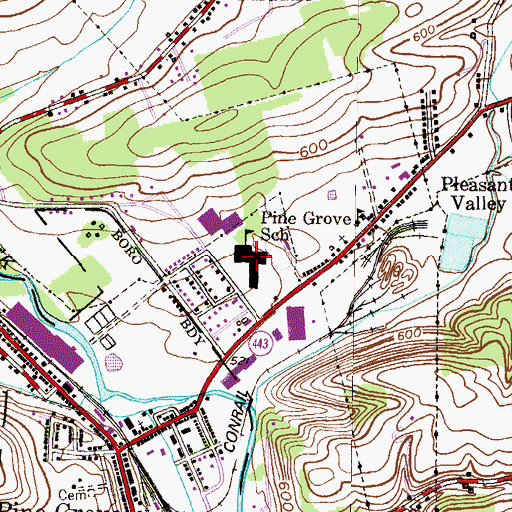 Topographic Map of Pine Grove Area High School, PA