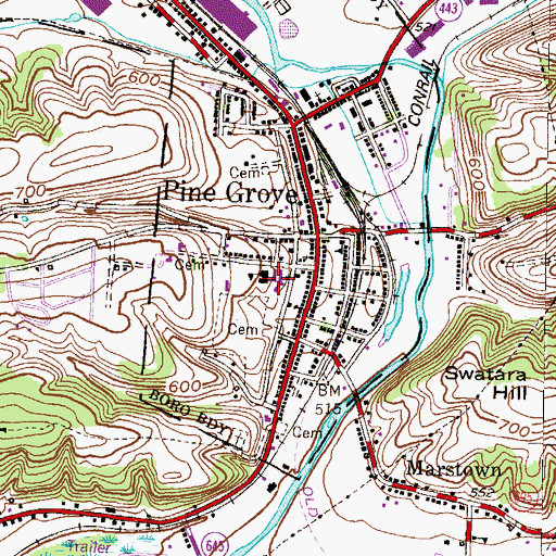 Topographic Map of Pine Grove Elementary School, PA