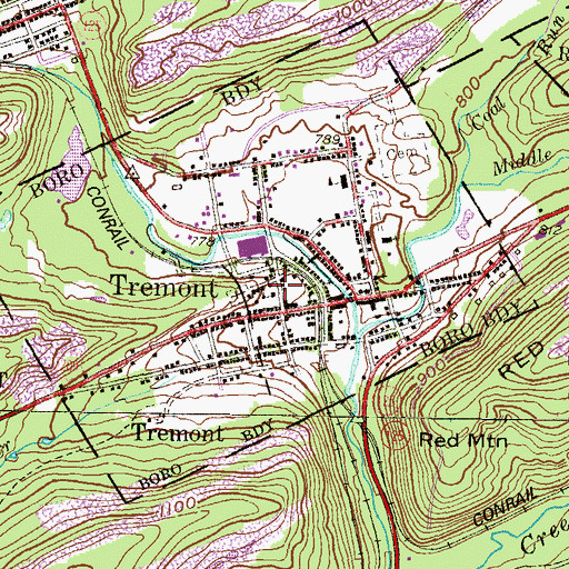 Topographic Map of Tremont Elementary School, PA