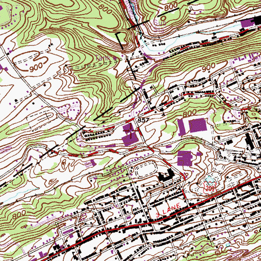 Topographic Map of John S Clarke Elementary School, PA