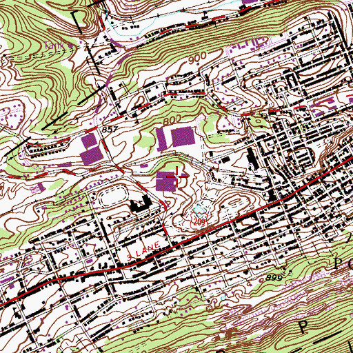 Topographic Map of D H H Lengel Middle School, PA