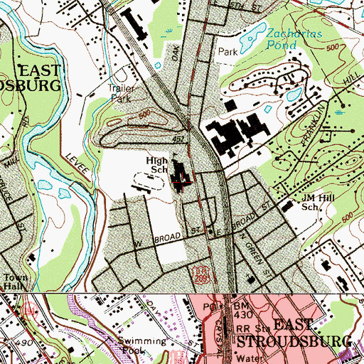 Topographic Map of East Stroudsburg Senior High School, PA