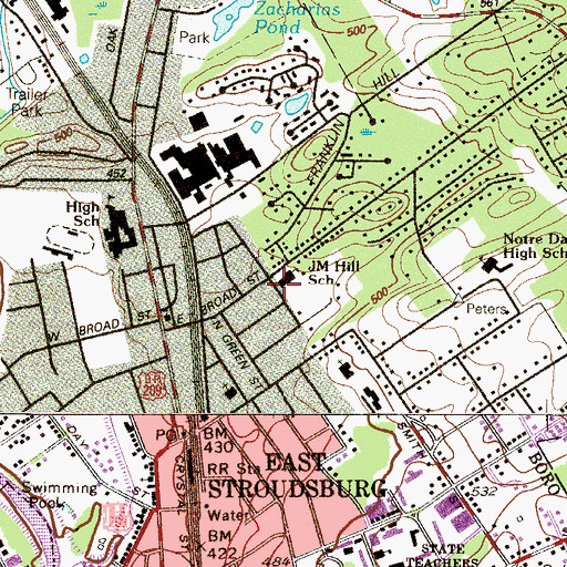 Topographic Map of J M Hill Elementary School, PA