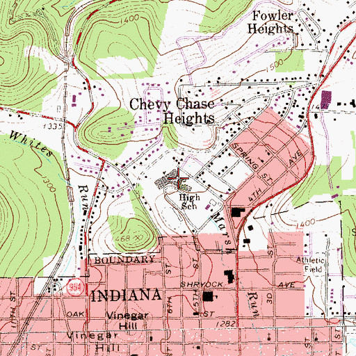 Topographic Map of Indiana Area Senior High School, PA