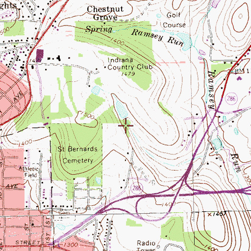 Topographic Map of Saint Bernards Parochial School, PA