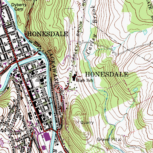 Topographic Map of Honesdale Catholic School, PA