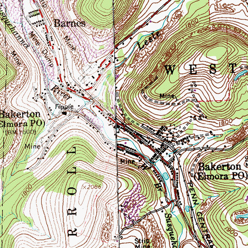 Topographic Map of Bakerton Elementary School, PA