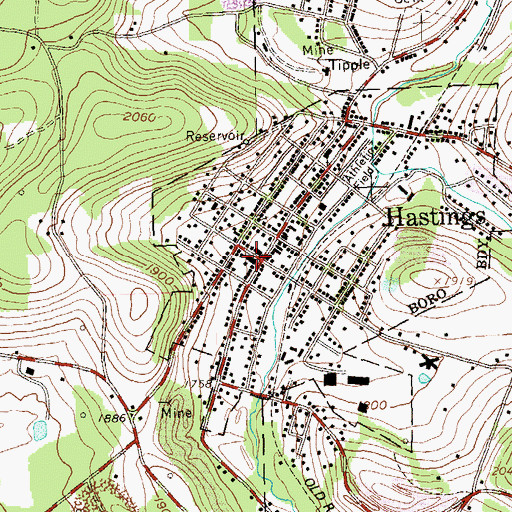 Topographic Map of Cambria Heights 7th and 8th Wards Middle School, PA